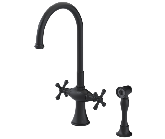 RUBINET 8DFMSC Jasmin Two Handle Single Hole Kitchen Set with Hand Spray