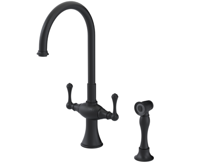 RUBINET 8DFMSL Jasmin Two Handle Single Hole Kitchen Set with Hand Spray