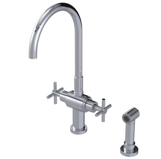 RUBINET 8DGLSC Genesis Two Handle Single Hole Kitchen Set with LaSalle Spout with Hand Spray
