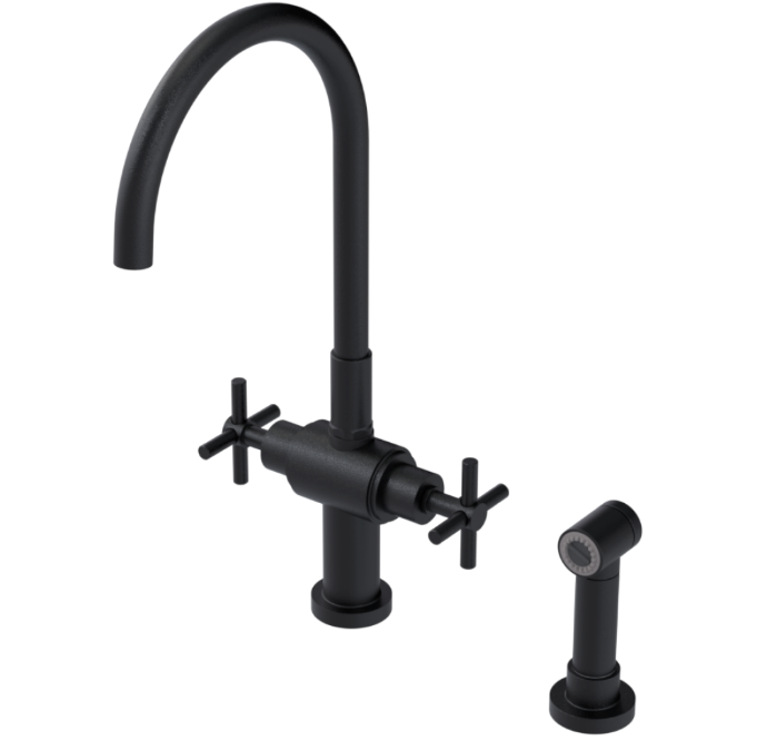 RUBINET 8DGLSC Genesis Two Handle Single Hole Kitchen Set with LaSalle Spout with Hand Spray