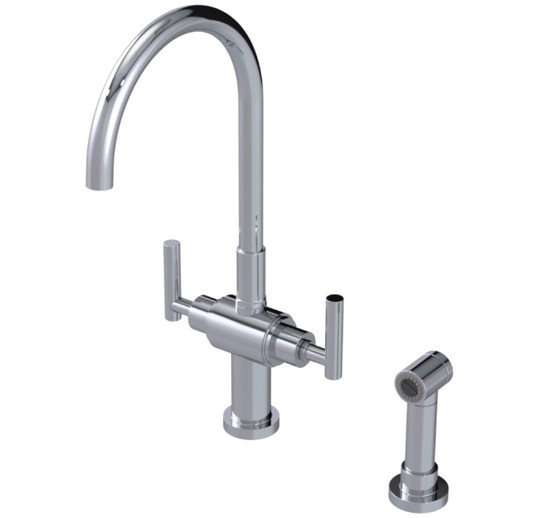 RUBINET 8DGLSL Genesis Two Handle Single Hole Kitchen Set with LaSalle Spout with Hand Spray