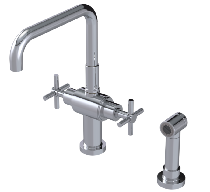 RUBINET 8DGNSC Genesis Two Handle Single Hole Kitchen Set with Hand Spray