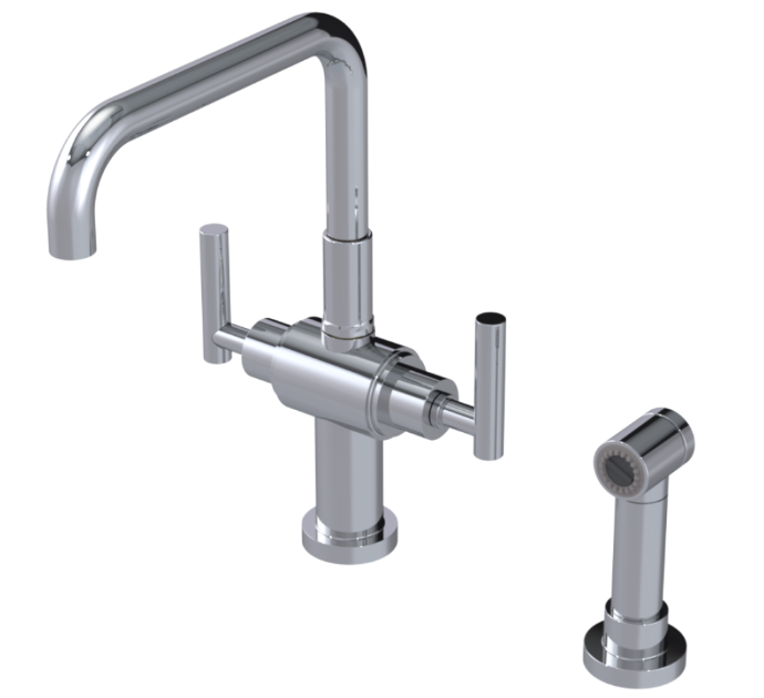 RUBINET 8DGNSL Genesis Two Handle Single Hole Kitchen Set with Hand Spray