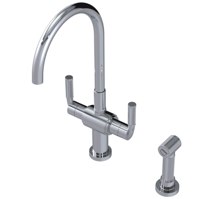 RUBINET 8DHOSL H2O Two Handle Single Hole Kitchen Set with Hand Spray