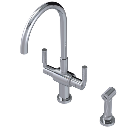 RUBINET 8DHOSL H2O Two Handle Single Hole Kitchen Set with Hand Spray