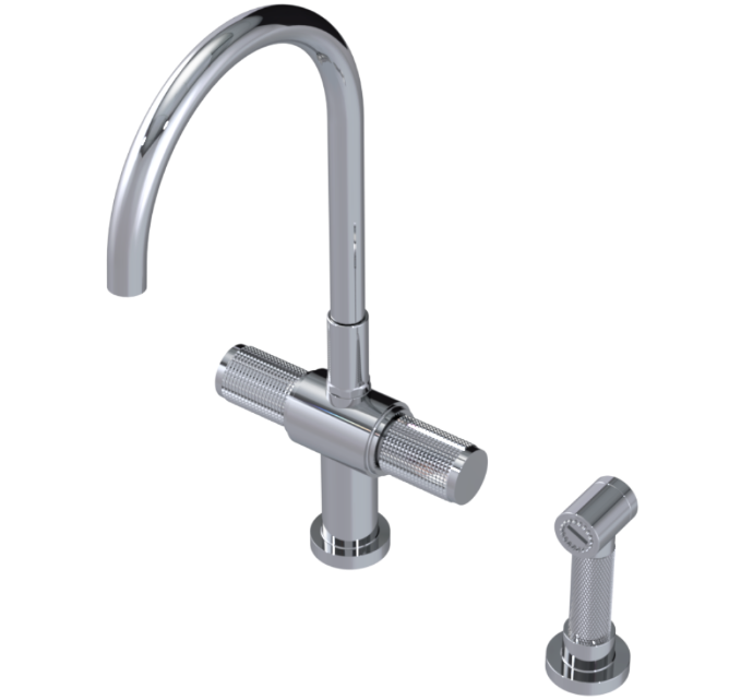 RUBINET 8DHOSR H2O Two Handle Single Hole Kitchen Set with Hand Spray