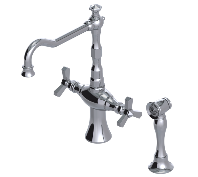 RUBINET 8DHXSC Hexis Two Handle Single Hole Kitchen Set with Hand Spray