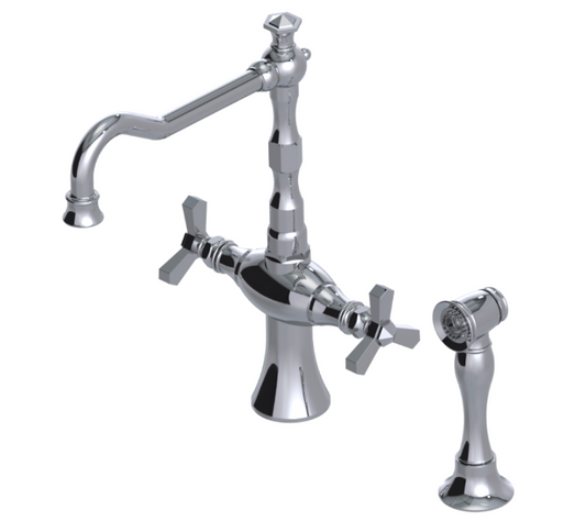 RUBINET 8DHXSC Hexis Two Handle Single Hole Kitchen Set with Hand Spray