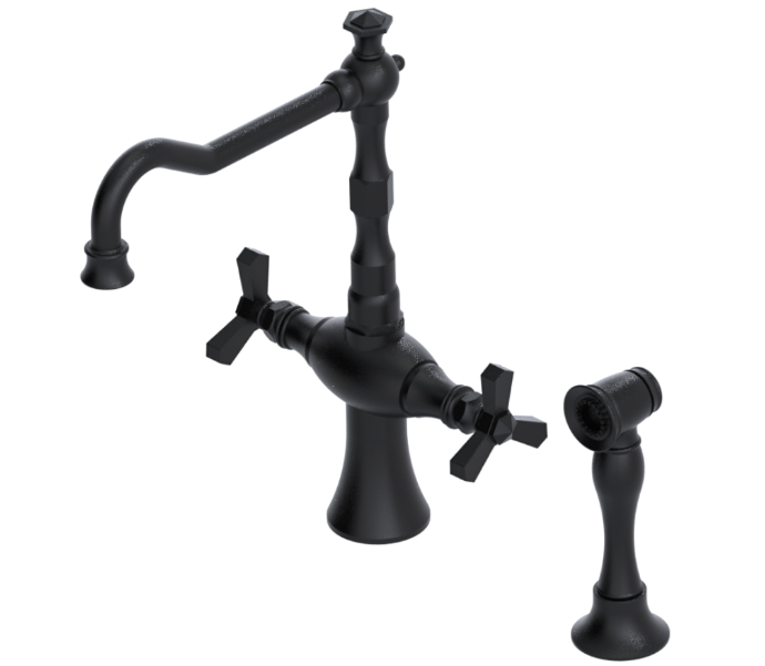 RUBINET 8DHXSC Hexis Two Handle Single Hole Kitchen Set with Hand Spray