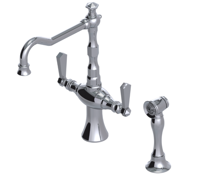 RUBINET 8DHXSL Hexis Two Handle Single Hole Kitchen Set with Hand Spray