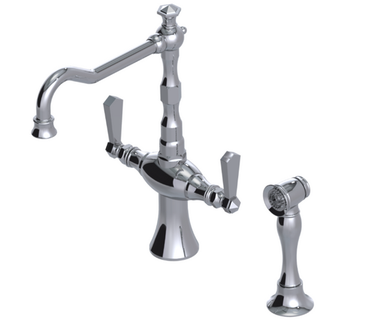 RUBINET 8DHXSL Hexis Two Handle Single Hole Kitchen Set with Hand Spray