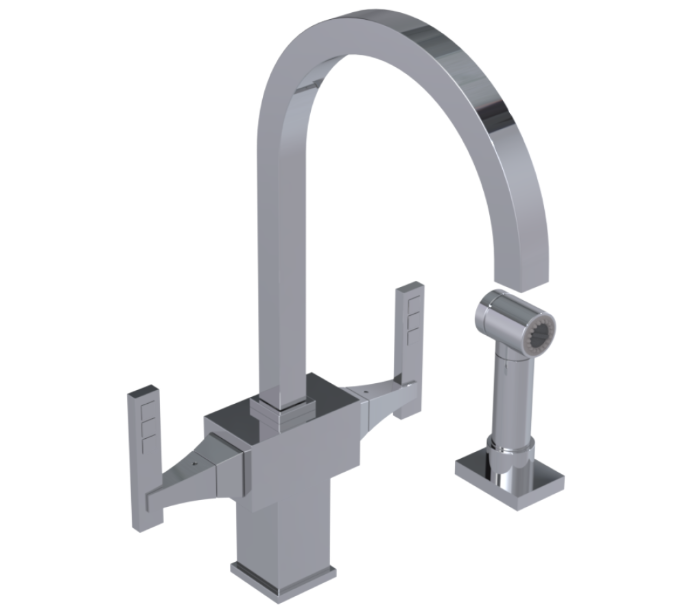 RUBINET 8DICSL Ice Two Handle Single Hole Kitchen Set with Hand Spray