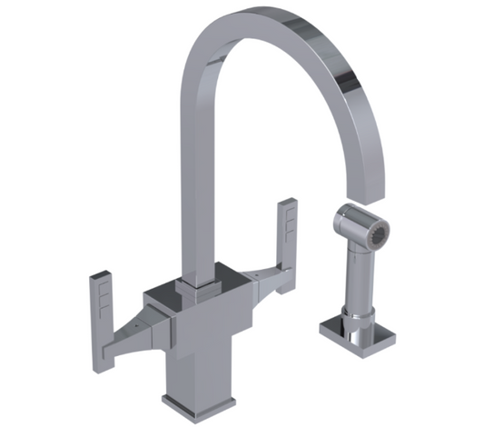 RUBINET 8DICSL Ice Two Handle Single Hole Kitchen Set with Hand Spray