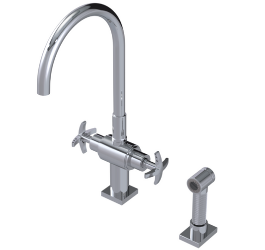 RUBINET 8DLASC LaSalle Two Handle Single Hole Kitchen Set with Hand Spray