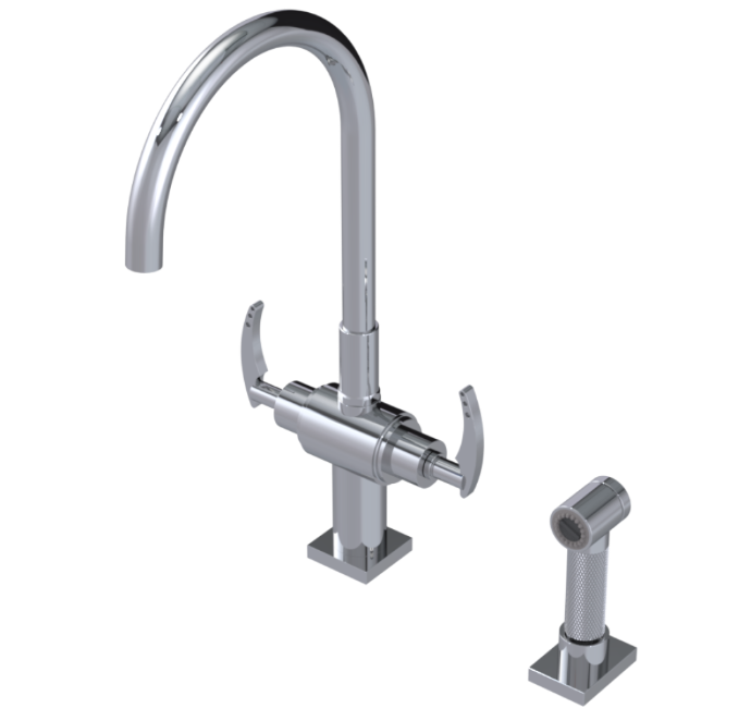 RUBINET 8DLASL LaSalle Two Handle Single Hole Kitchen Set with Hand Spray