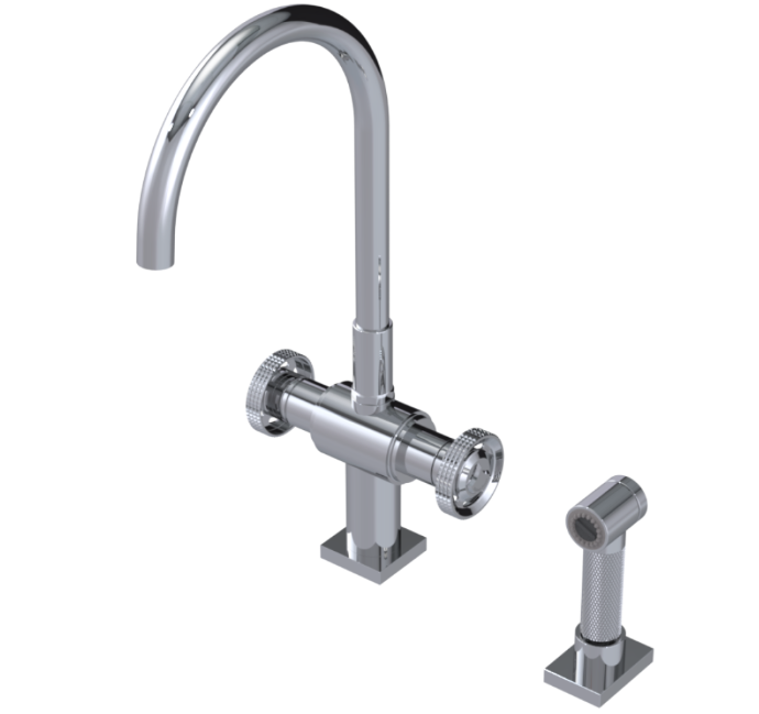 RUBINET 8DLASR LaSalle Two Handle Single Hole Kitchen Set with Hand Spray