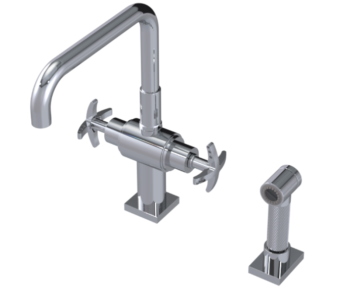 RUBINET 8DLGSC LaSalle Two Handle Single Hole Kitchen Set with Genesis Spout with Hand Spray