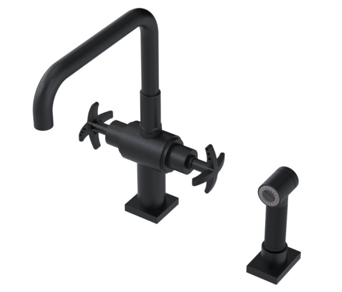 RUBINET 8DLGSC LaSalle Two Handle Single Hole Kitchen Set with Genesis Spout with Hand Spray