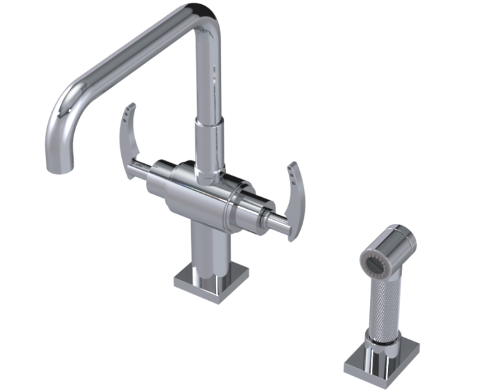 RUBINET 8DLGSL LaSalle Two Handle Single Hole Kitchen Set with Genesis Spout with Hand Spray