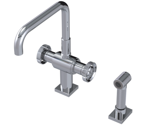 RUBINET 8DLGSR LaSalle Two Handle Single Hole Kitchen Set with Genesis Spout with Hand Spray