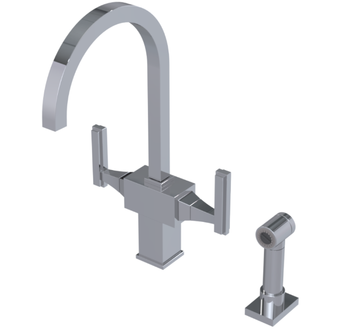 RUBINET 8DMQSL Matthew Quinn Two Handle Single Hole Kitchen Set with Hand Spray Main image