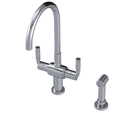 RUBINET 8DNVSL Nouveau Two Handle Single Hole Kitchen Set with Hand Spray