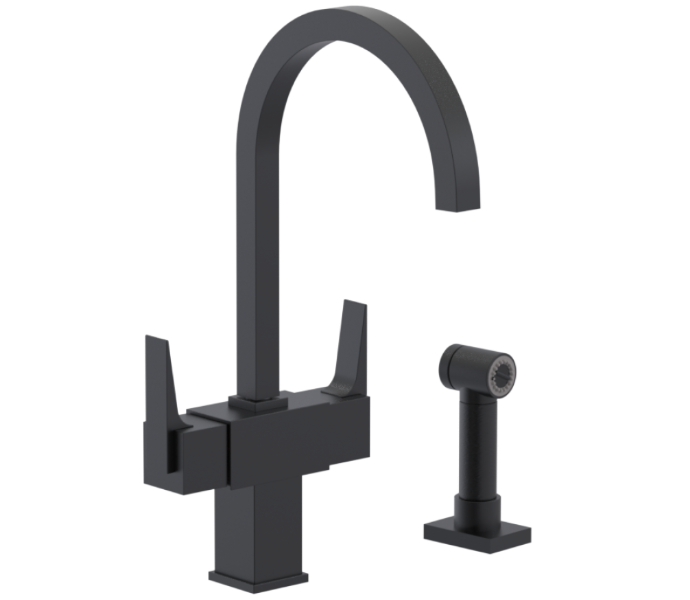 RUBINET 8DRSSL Seven Two Handle Single Hole Kitchen Set with Hand Spray