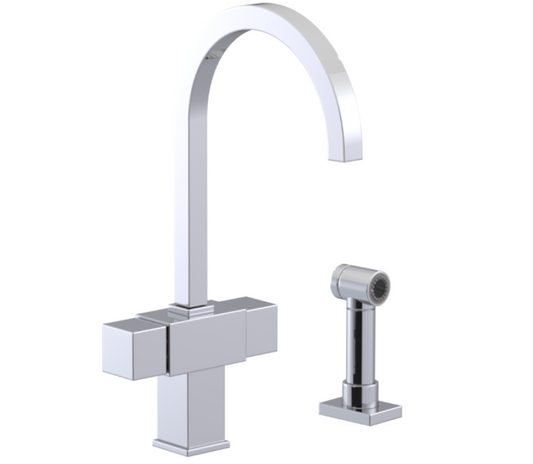 RUBINET 8DRSSQ Seven Two Handle Single Hole Kitchen Set with Hand Spray