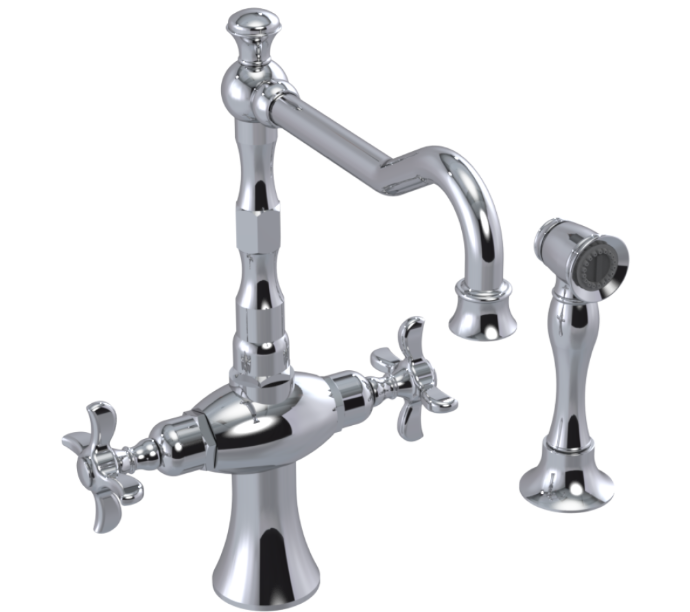 RUBINET 8DRVSC Raven Two Handle Single Hole Kitchen Set with Hand Spray