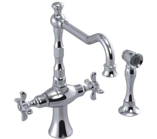 RUBINET 8DRVSC Raven Two Handle Single Hole Kitchen Set with Hand Spray