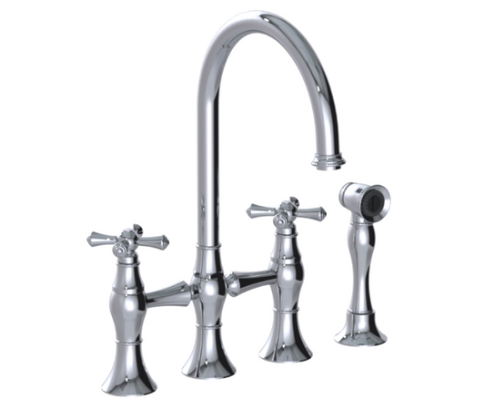RUBINET 8UFMC Jasmin Kitchen Bridge Faucet with Hand Spray