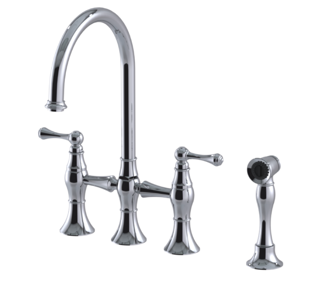 RUBINET 8UFML Jasmin Kitchen Bridge Faucet with Hand Spray
