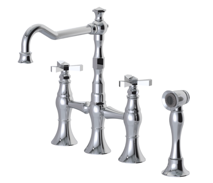 RUBINET 8UHXC Hexis Kitchen Bridge Faucet with Hand Spray