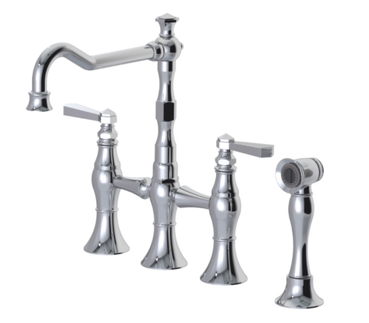 RUBINET 8UHXL Hexis Kitchen Bridge Faucet with Hand Spray