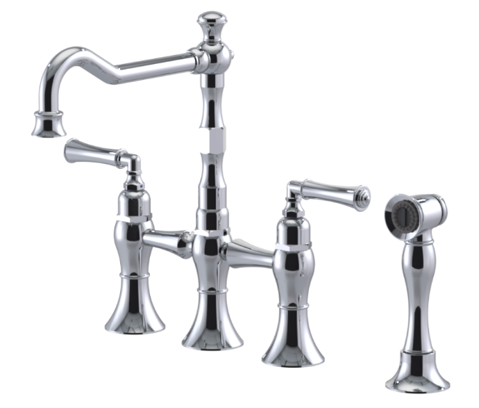 RUBINET 8URVL Raven Kitchen Bridge Faucet with Hand Spray