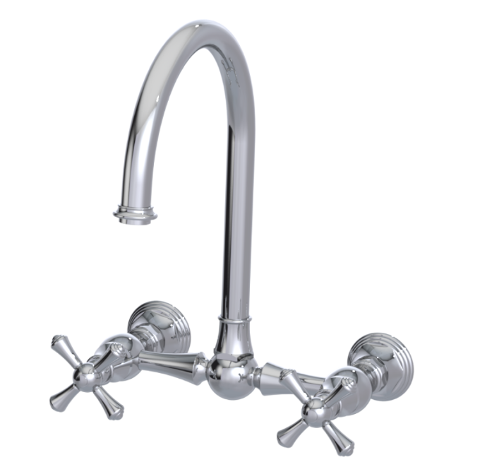 RUBINET 8WFMC Jasmin Wall Mount Kitchen Bridge Faucet