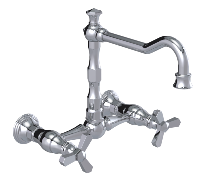 RUBINET 8WHXC Hexis Wall Mount Kitchen Bridge Faucet