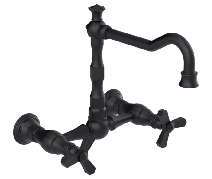 RUBINET 8WHXC Hexis Wall Mount Kitchen Bridge Faucet