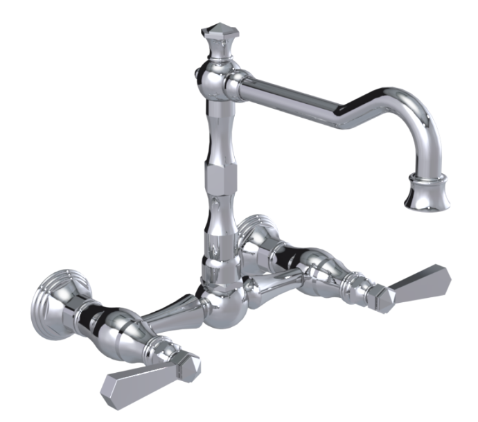 RUBINET 8WHXL Hexis Wall Mount Kitchen Bridge Faucet