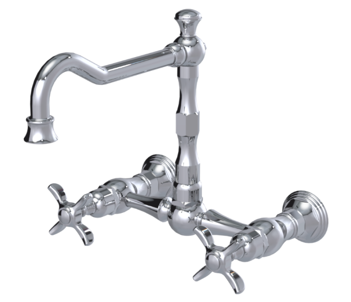 RUBINET 8WRVC Raven Wall Mount Kitchen Bridge Faucet
