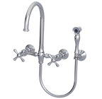 RUBINET 8XFMC Jasmin Wall Mount Kitchen Bridge Faucet with Hand Spray
