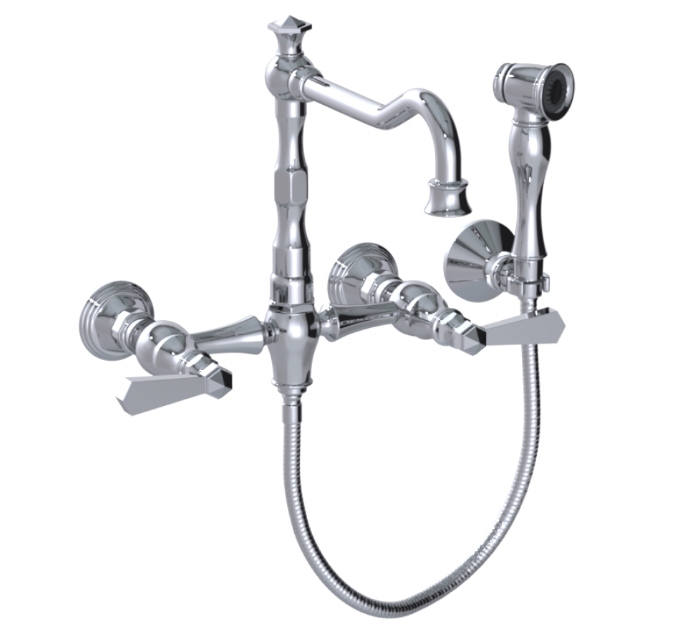 RUBINET 8XHXL Hexis Wall Mount Kitchen Bridge Faucet with Hand Spray Main image
