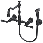 RUBINET 8XRVL Raven Wall Mount Kitchen Bridge Faucet with Hand Spray