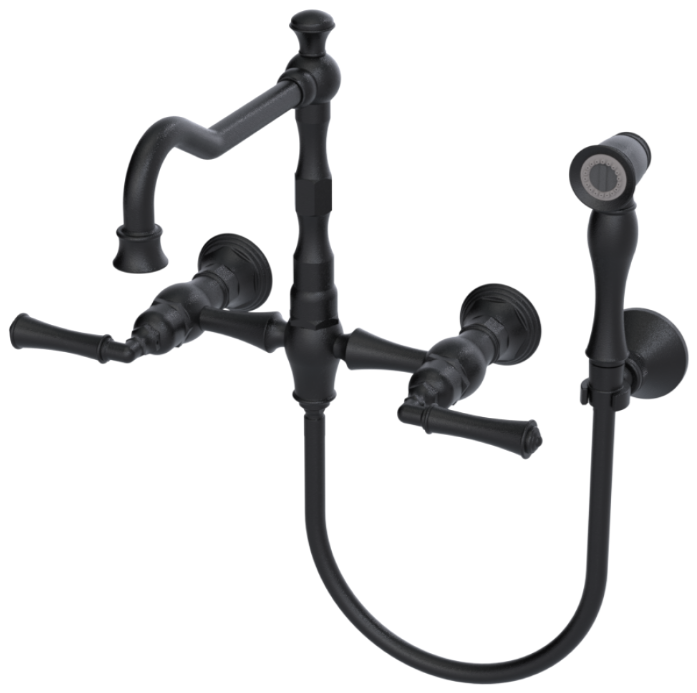 RUBINET 8XRVL Raven Wall Mount Kitchen Bridge Faucet with Hand Spray