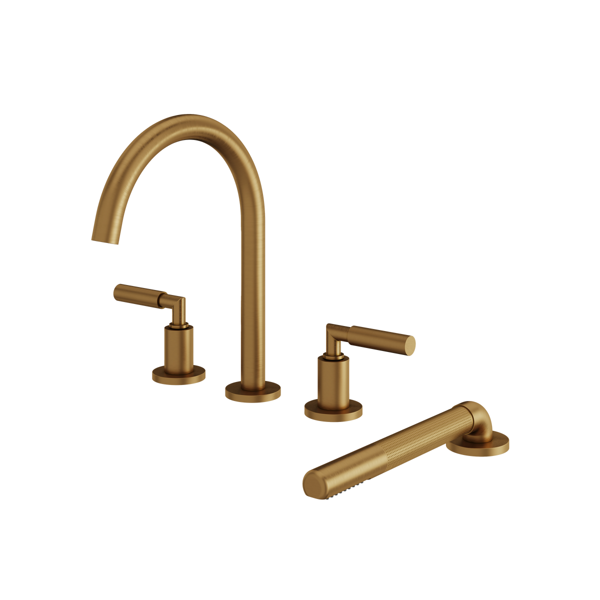 Aquabrass Aria 48018 4PCS Deck Tub Filler with Hand Shower