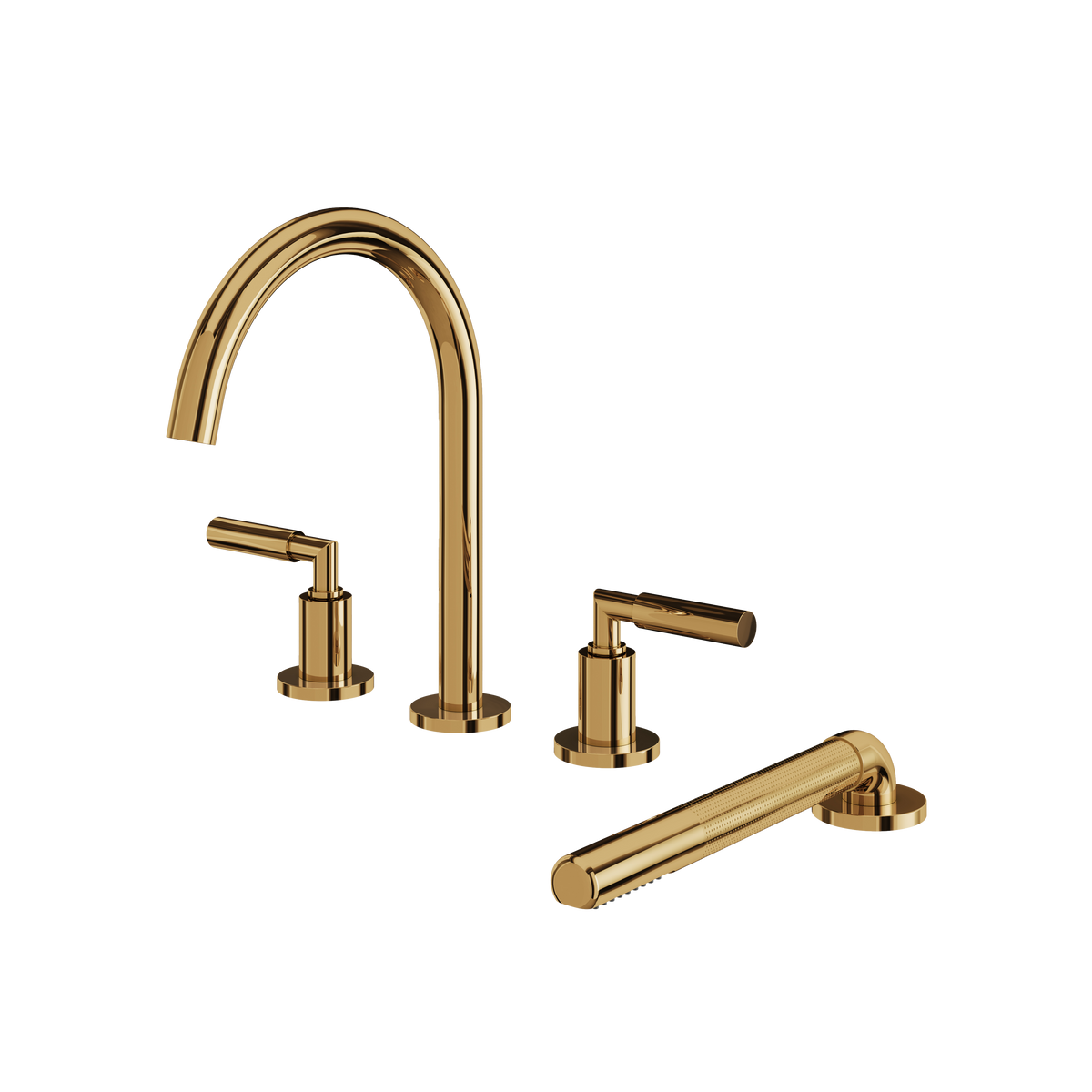 Aquabrass Aria 48018 4PCS Deck Tub Filler with Hand Shower