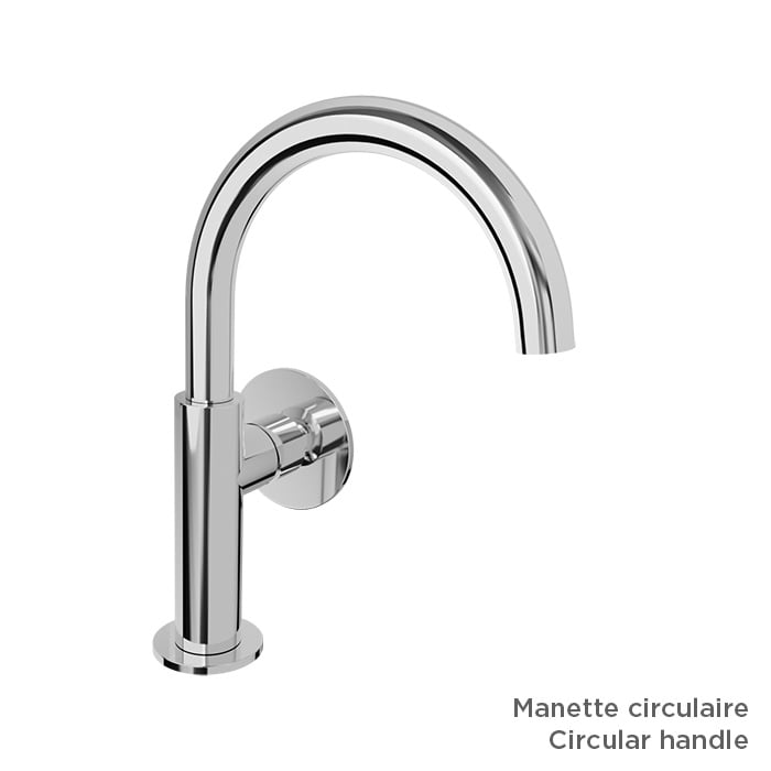 BARIL Air B80 B80-1031-1PL Single-Hole Lavatory Faucet (Without Handle), Drain Included - matte-white - Round