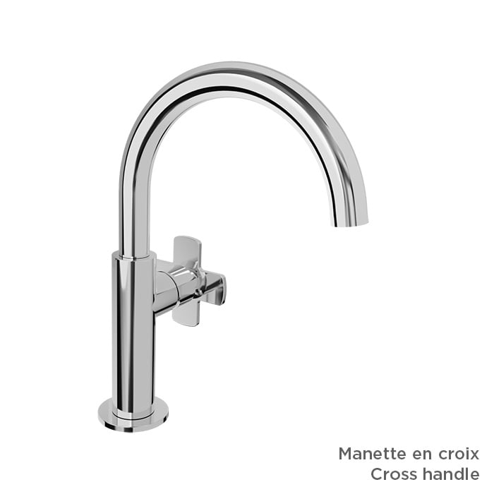 BARIL Air B80 B80-1031-00L Single-Hole Lavatory Faucet (Without Handle), Drain Not Included - matte-white - Cross