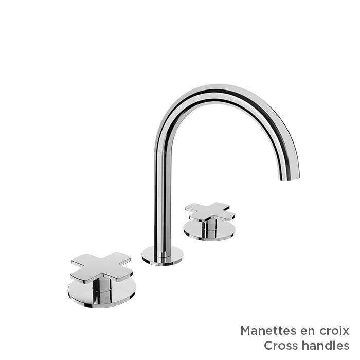 BARIL Air B80 B80-8001-1PL 8" C/C Lavatory Faucet (Without Handle), Drain Included - matte-white - Cross