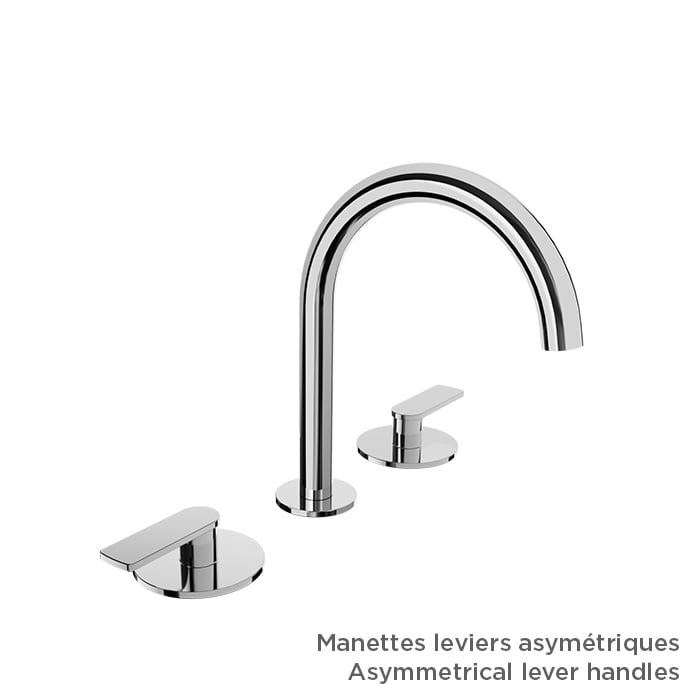 BARIL Air B80 B80-8001-1PL 8" C/C Lavatory Faucet (Without Handle), Drain Included - matte-white - Asymmetrical